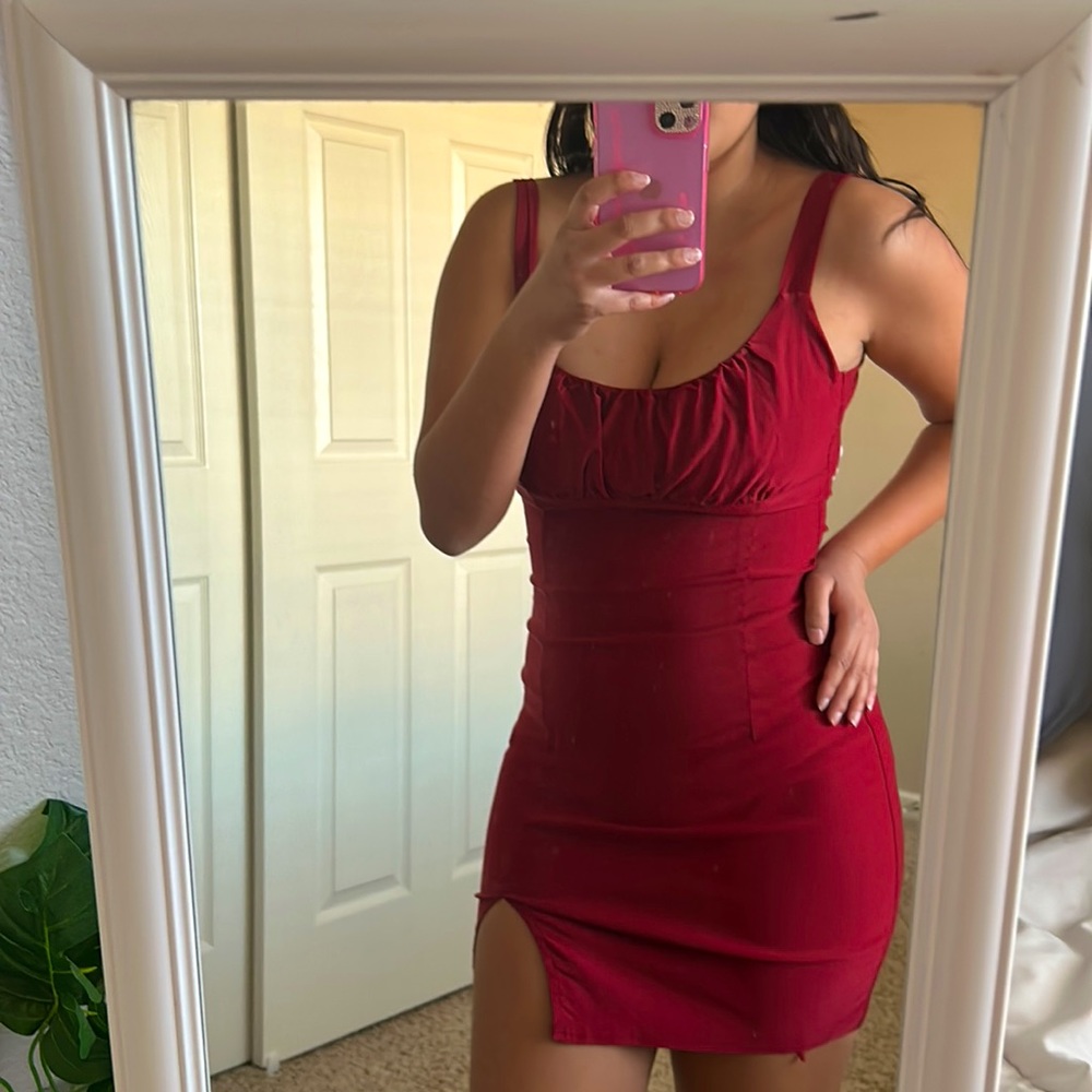 Red mini dress